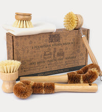 Natural Dish Brushes for Washing Up | Plant Based Kitchen Scrubber Brush (6 Piece Starter Set)-0