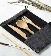 Bamboo Cutlery Set (Brown bag)-2