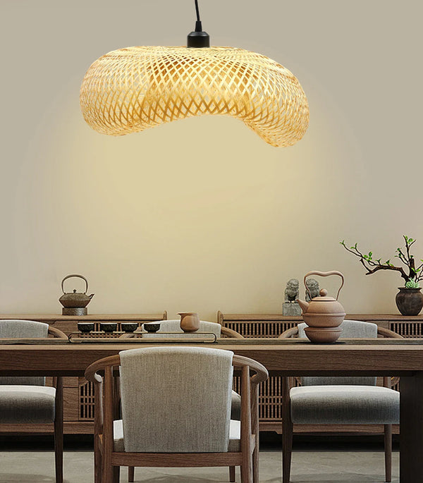 Bamboo Lampshade Led Pendant Lamp Natural Rattan Wicker Ceiling Chandeliers Hand Woven Lighting E27 Fixtures Hanging Light-0