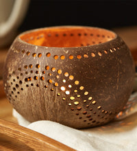 Coconut Shell Tea Light Holder Set | Eco-Friendly, Unique & Unusual Tea Light Base-0