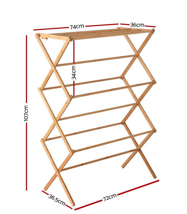 Foldable Bamboo Clothes Rack Airer-0