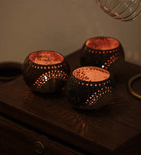 Coconut Shell Tea Light Holder Set | Eco-Friendly, Unique & Unusual Tea Light Base-4