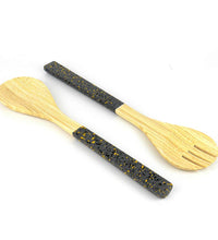 Bamboo Salad Server Set | Salad Tongs (Spoon & Fork)-5